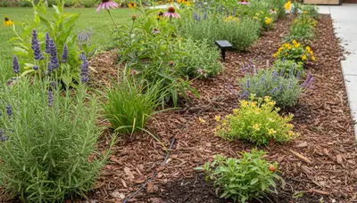 Organic landscape beds with lush plants and natural mulch in San Jose, CA by Chop Chop Landscaping