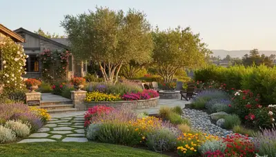 Full property landscape design with lawn, trees, and hardscape by Chop Chop Landscaping in San Jose, CA