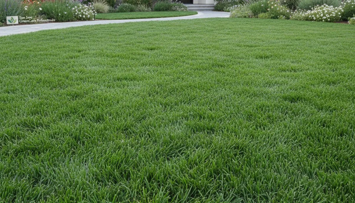 Lush green residential lawn showing professional landscaping and lawn care results in San Jose, CA