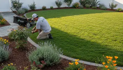 Pristine residential lawn after professional maintenance by Chop Chop Landscaping in San Jose, CA